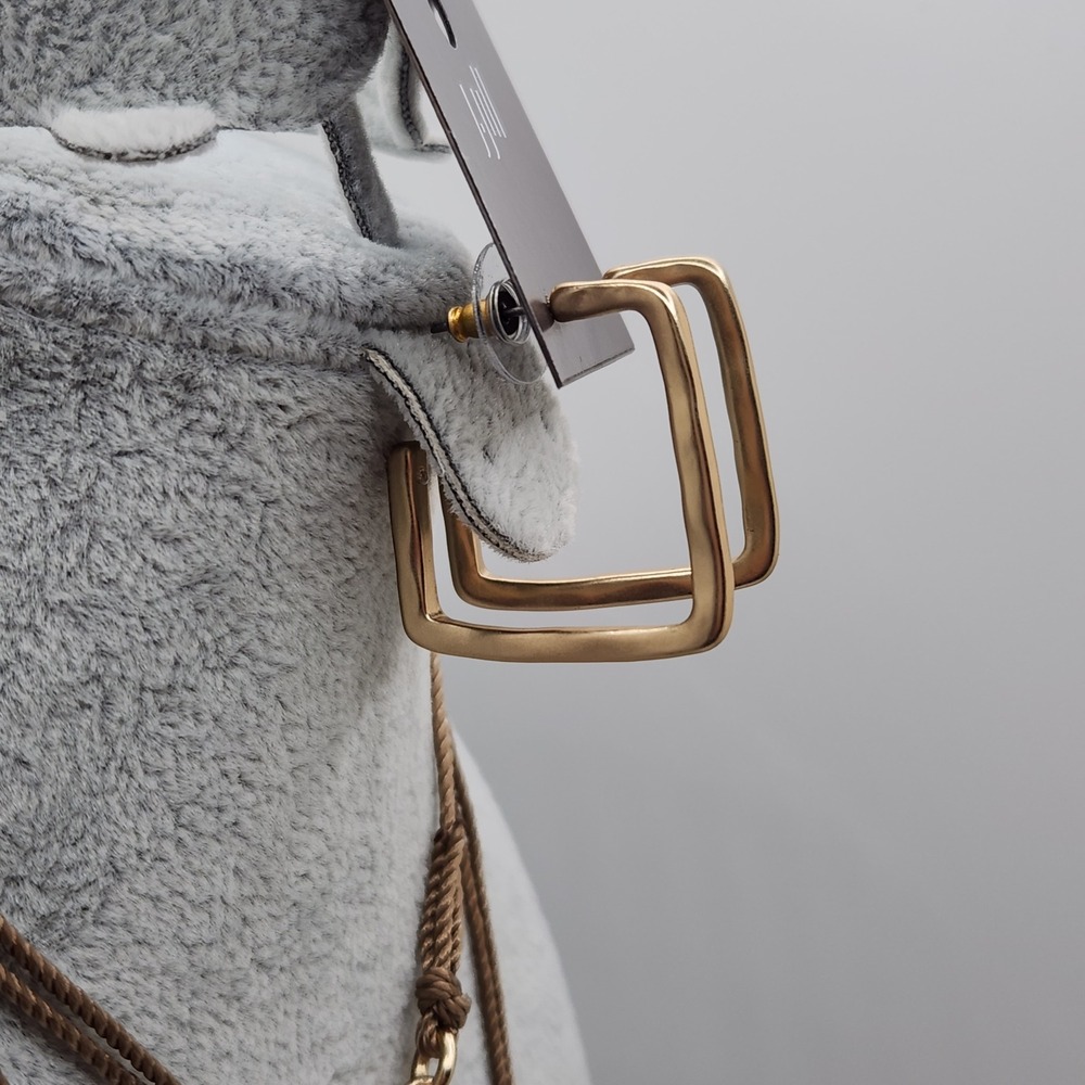 Modernist Mate Gold Tone Stone Pendant Necklace & Square Hoop Earringsβ Set - Picture 4 of 8